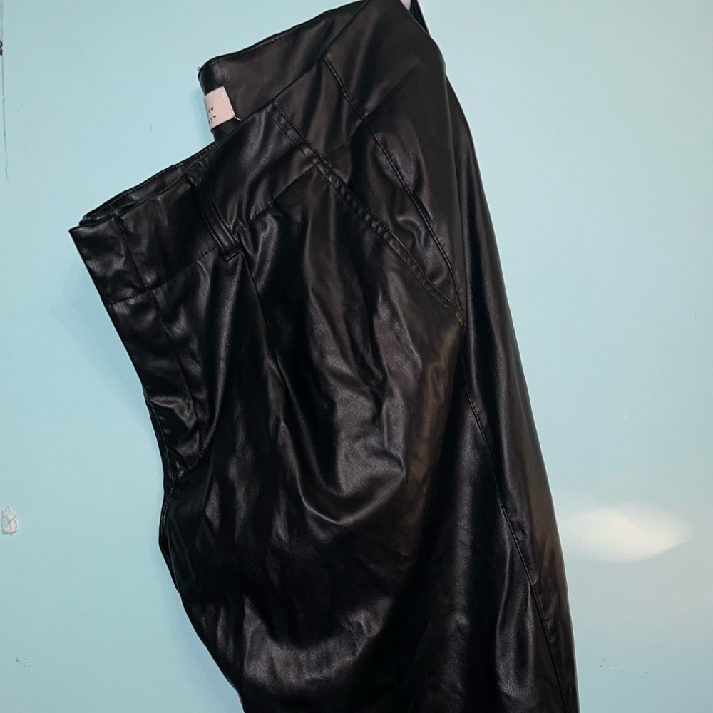 A new day pleated pleather straight leg pants, size 16